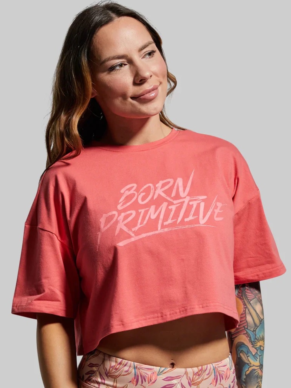 Born Primitive Training Crop‎ Tee 2.0 - Jungle Punch Pink - XS